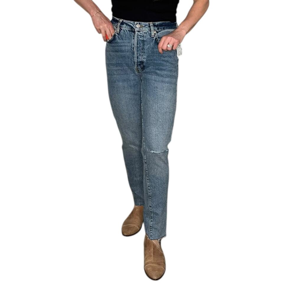 FREE PEOPLE We The Free Distressed Medium Washed Skinny Denim Jeans Size 28‎ NWT